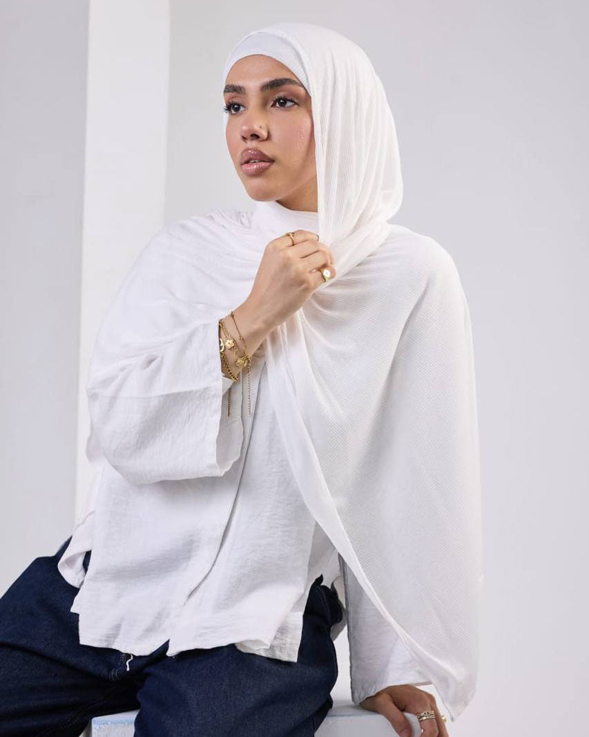 Crystal Bandana Hijab Off white