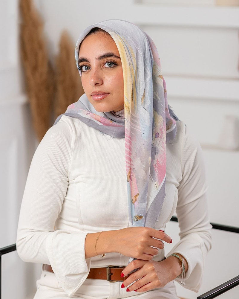 Elinae Printed Square Cotton Scarf
