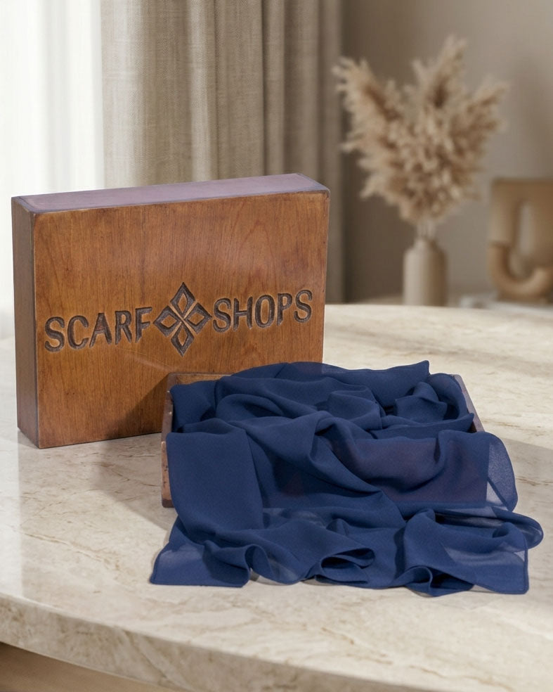 Scarf Shops Chiffon Dark Navy Blue