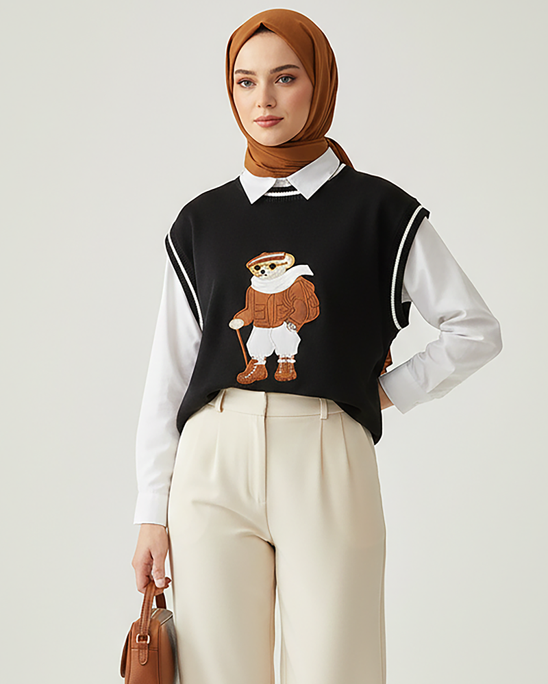 Teddy Embroidered Knit Vest