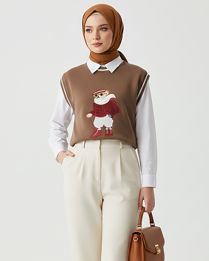 Teddy Embroidered Knit Vest