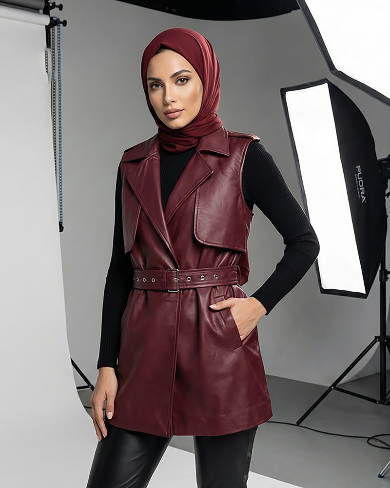 Belted Faux Leather Vest