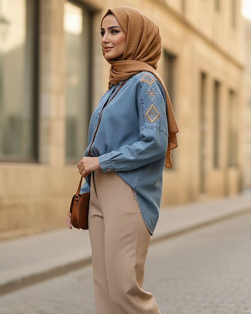 Embroidered Denim Shirt