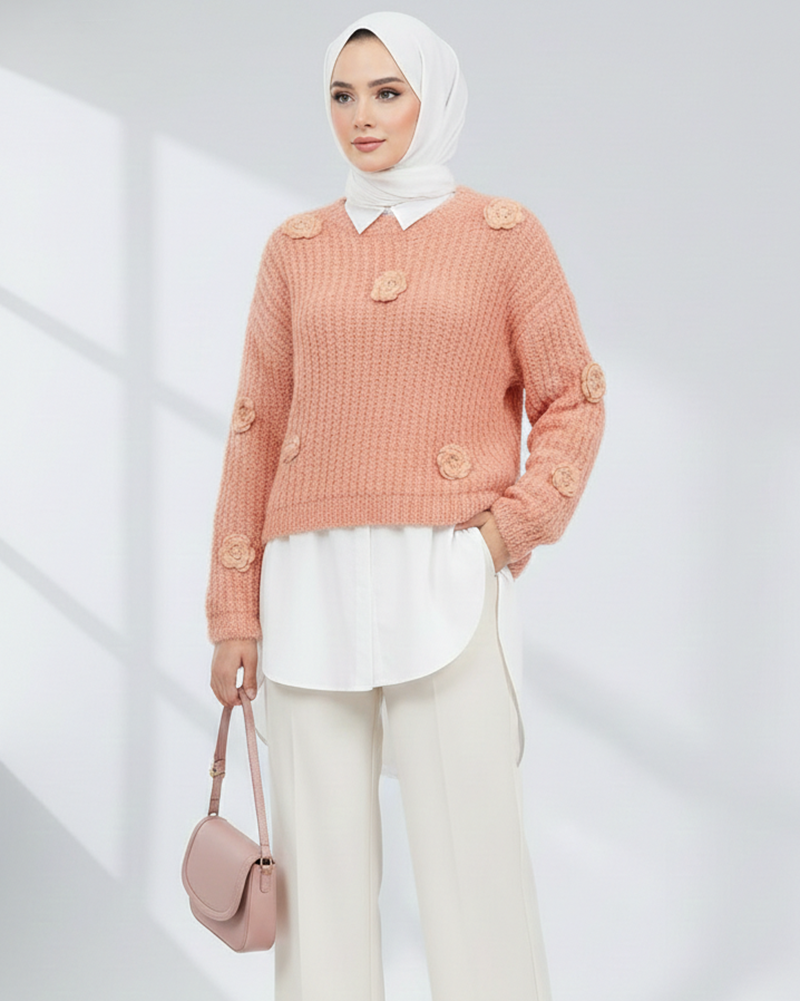 Soft Mohair Floral Knit Sweater