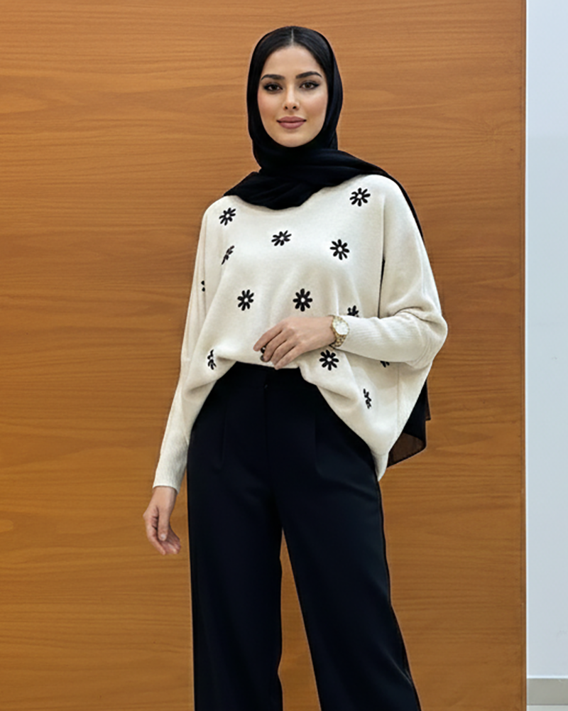 Floral Embroidered Knit Sweater