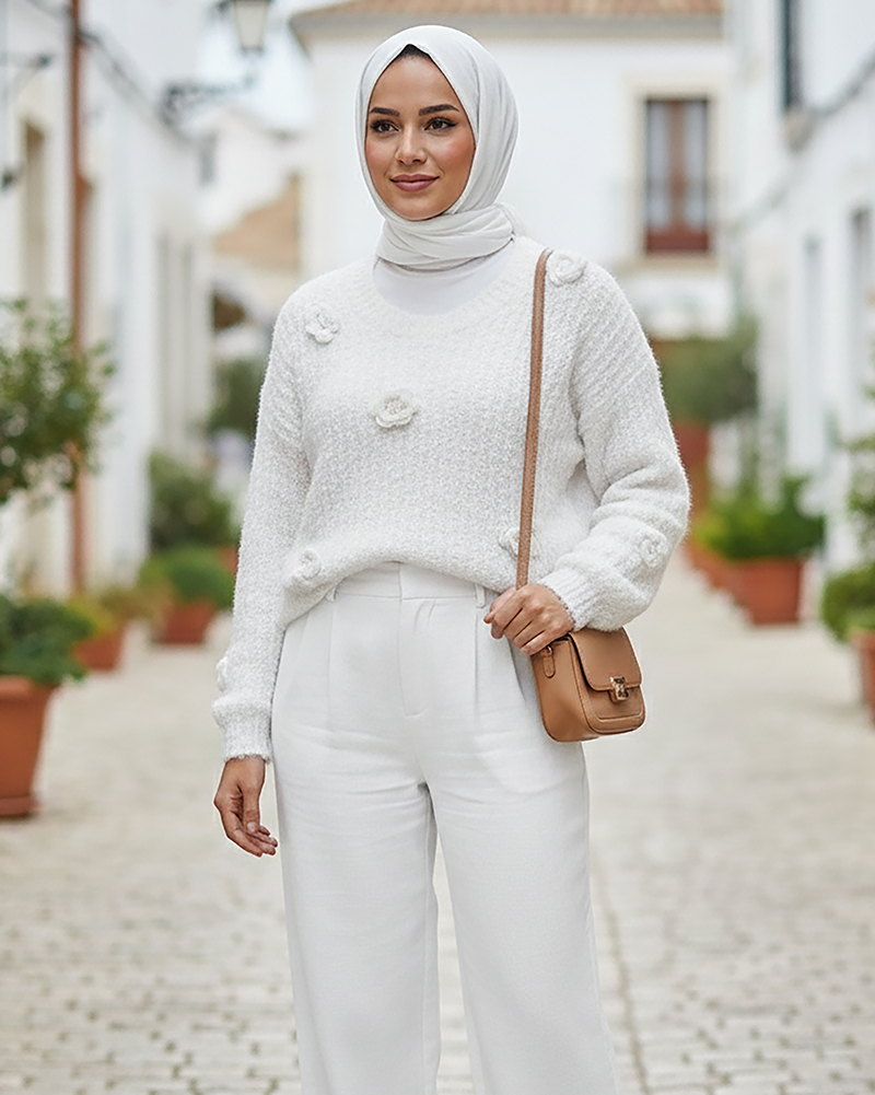 Soft Mohair Floral Knit Sweater