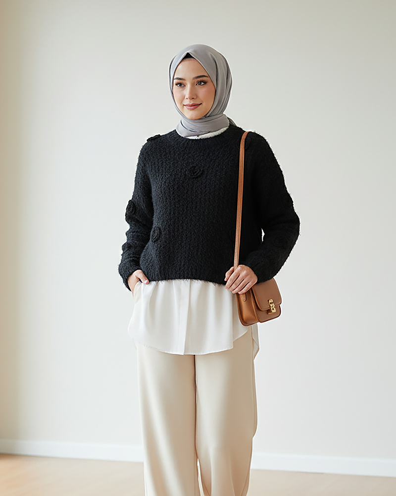 Soft Mohair Floral Knit Sweater