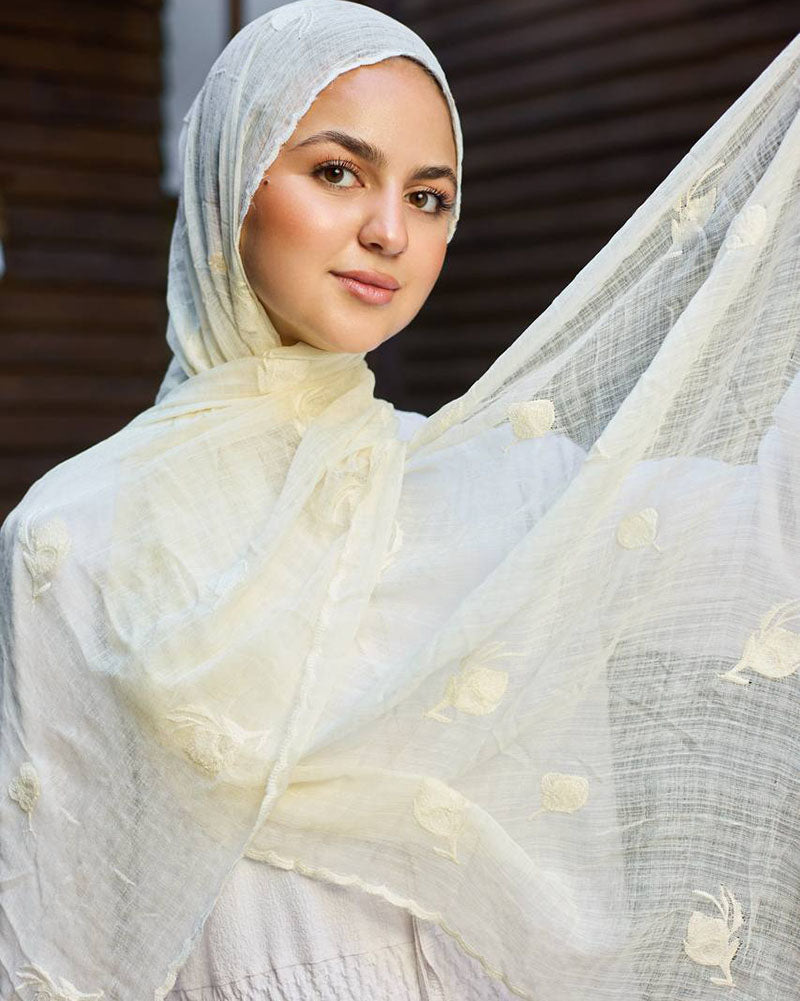 Jara Embroidered Cotton Muslin Scarf