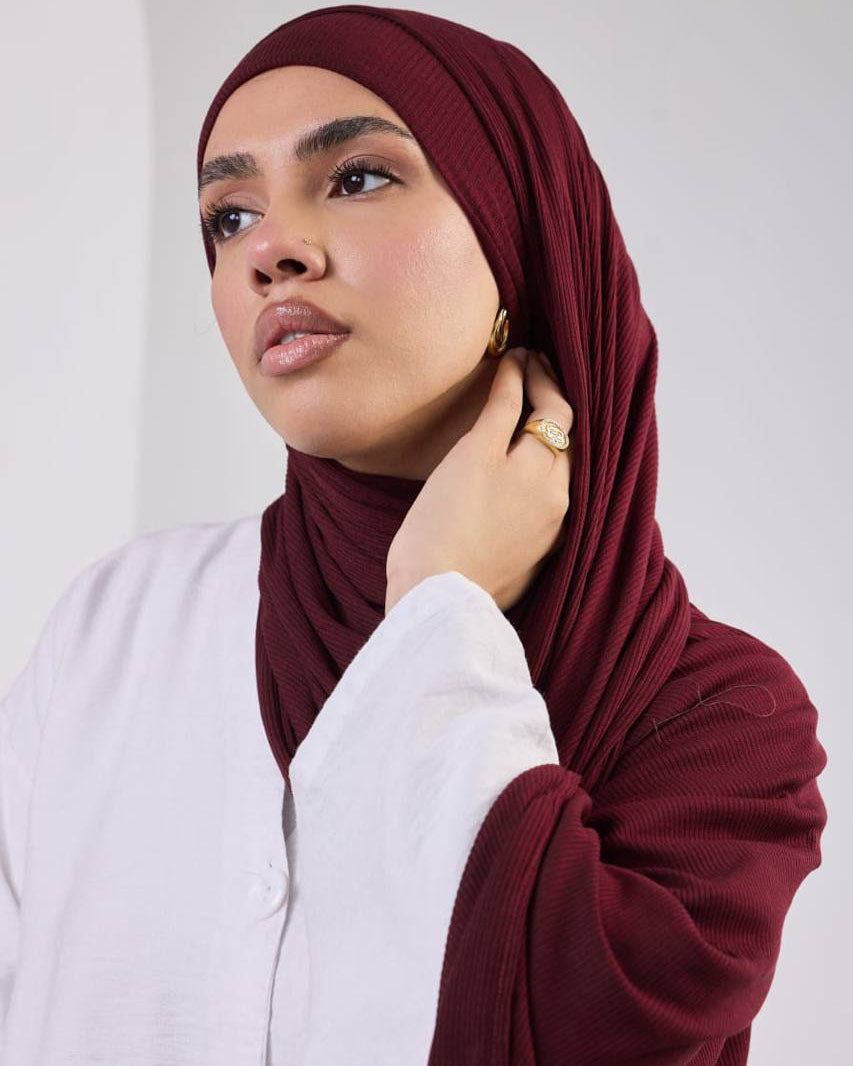 Crystal Bandana Hijab Burgundy