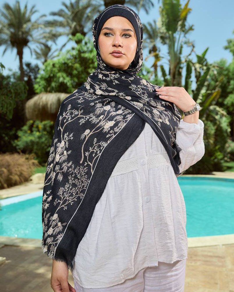 Printed Sponge Scarf Mavi