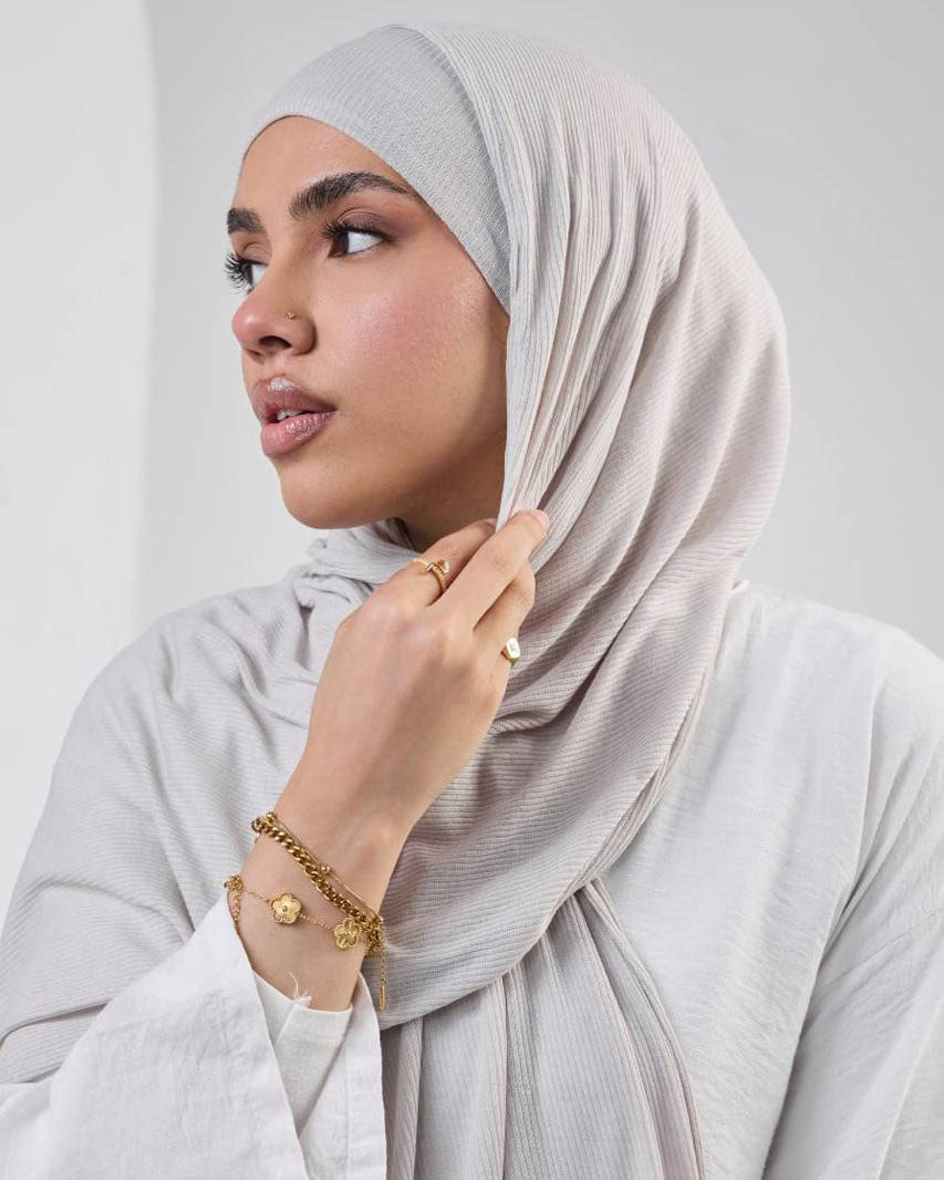 Crystal Bandana Hijab Light Grey