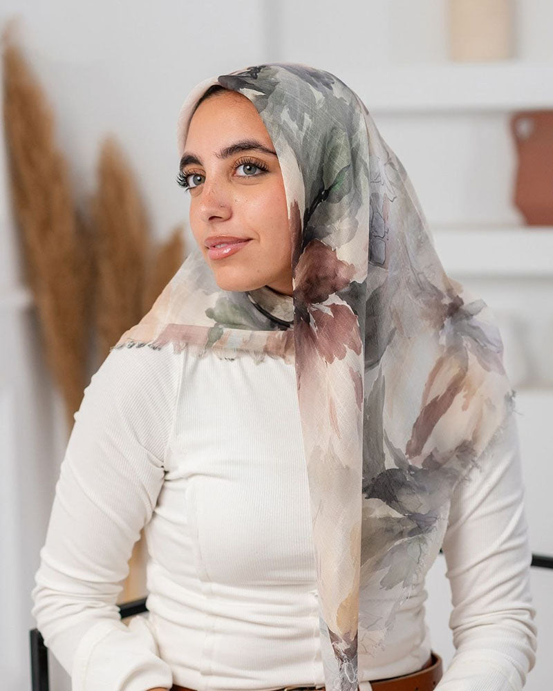 Brina Printed Square Cotton Scarf