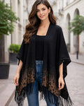 Fringed Open-Front Poncho