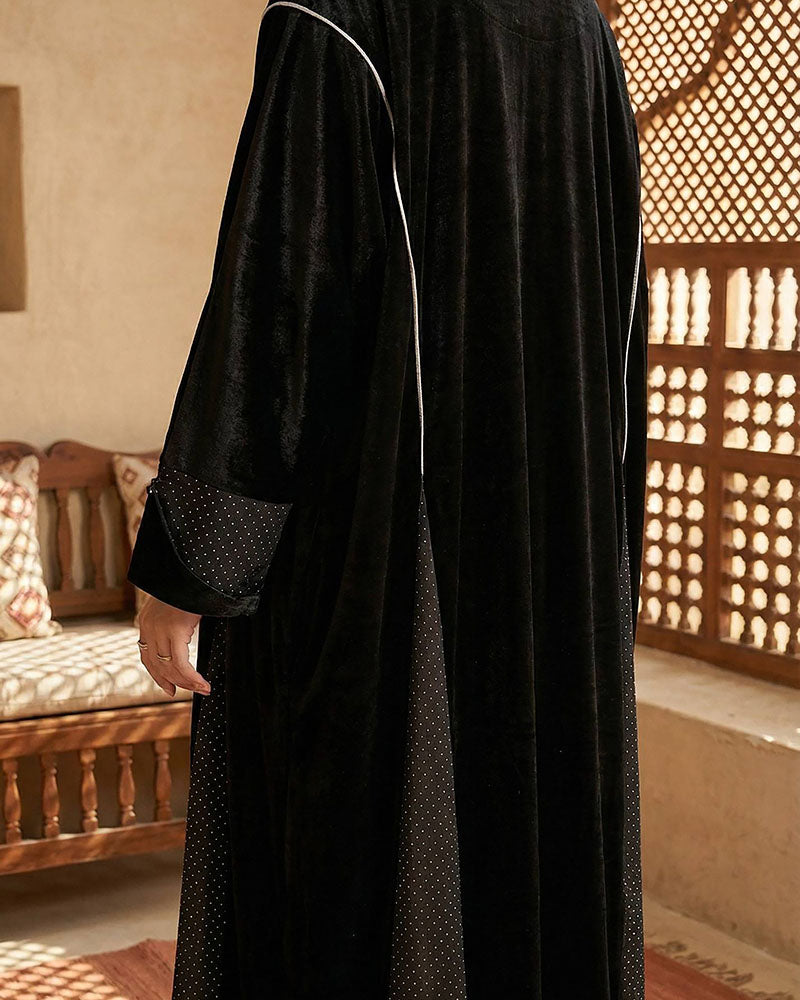 Noir Crystal Velvet Kaftan