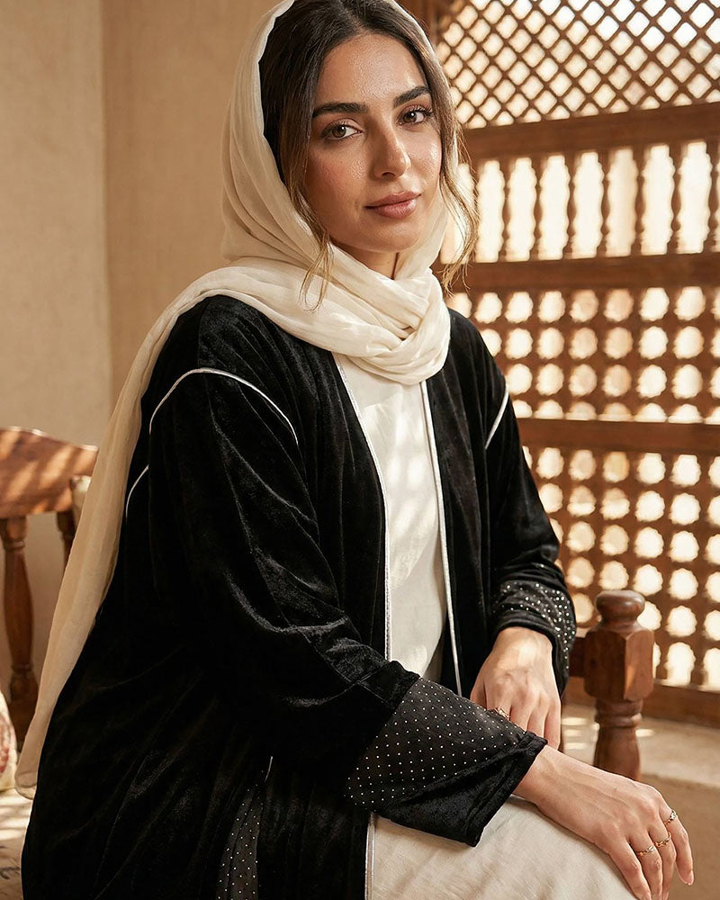 Noir Crystal Velvet Kaftan