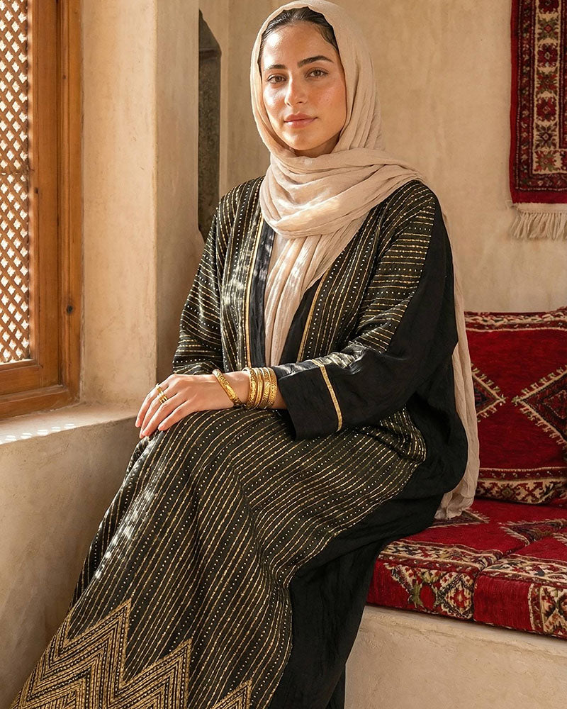 Golden Pyramids Linen Kaftan