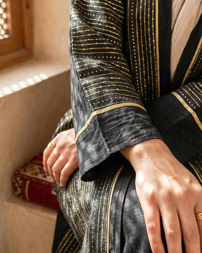 Golden Pyramids Linen Kaftan