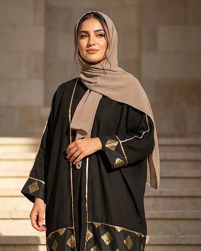 Royal Contrast Linen Kaftan