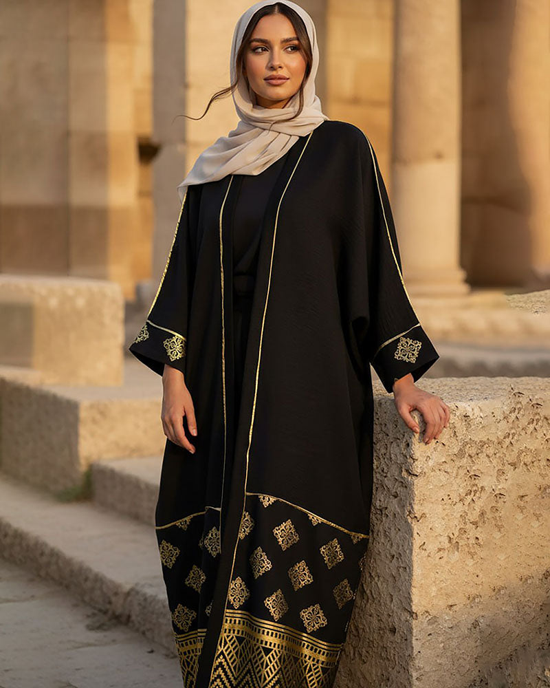 Royal Contrast Linen Kaftan