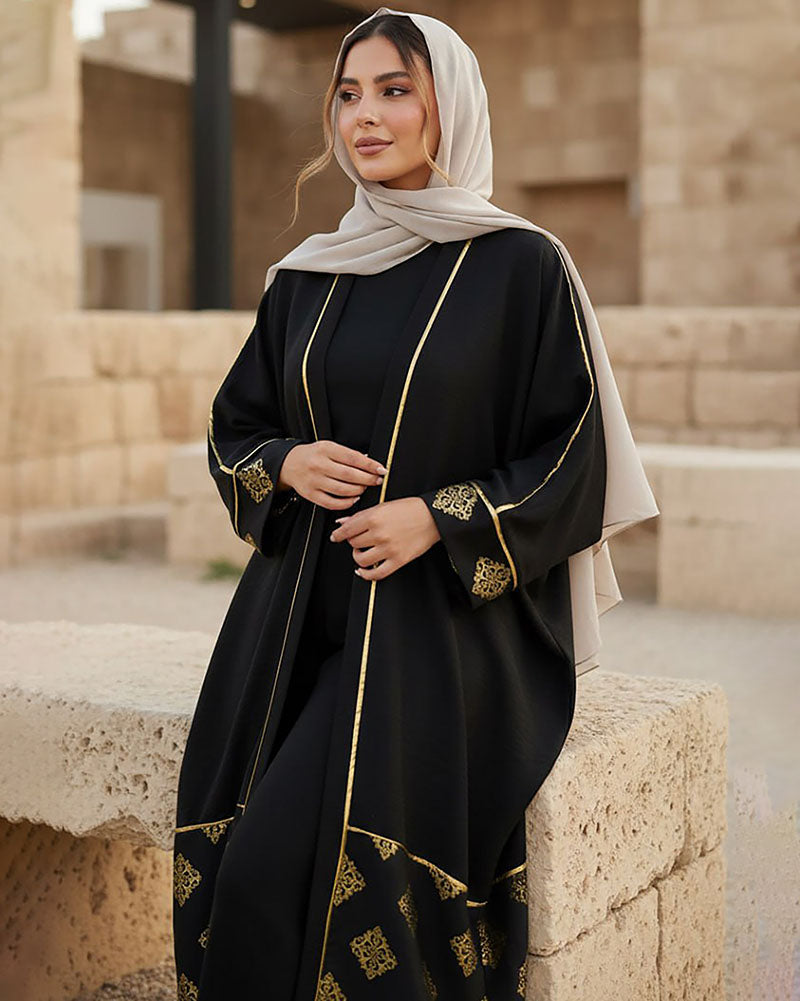 Royal Contrast Linen Kaftan