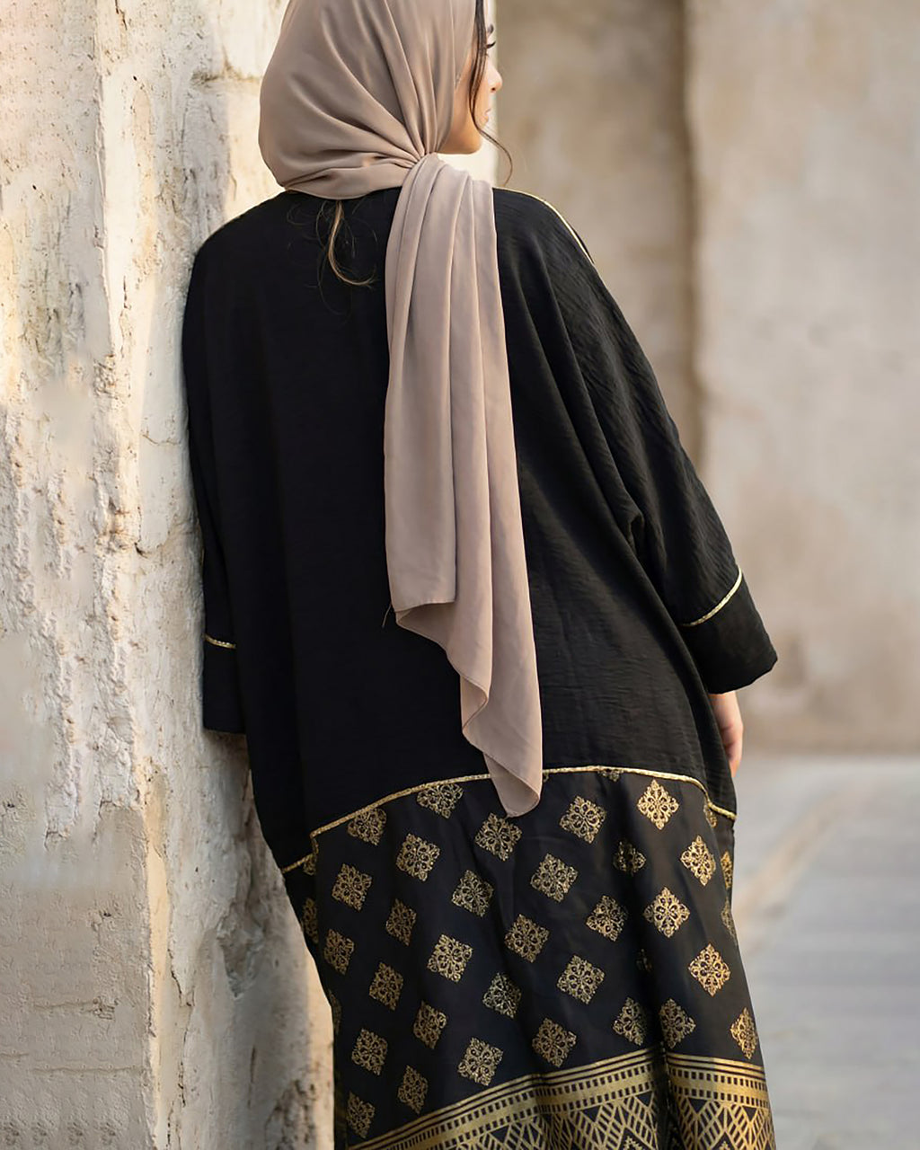 Royal Contrast Linen Kaftan