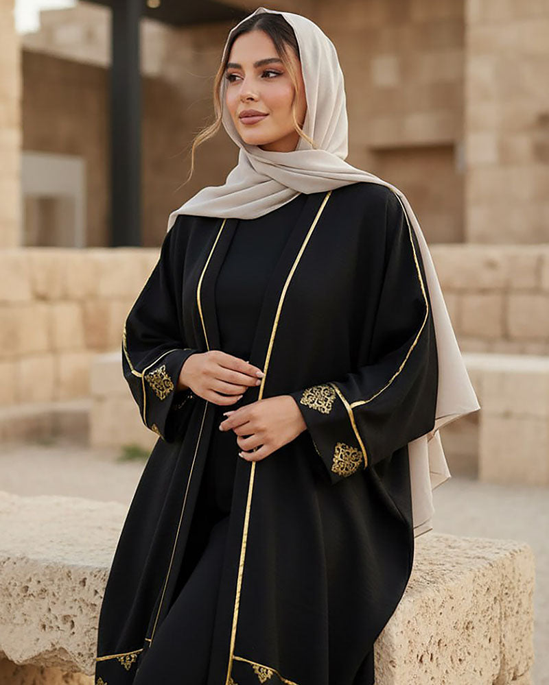Royal Contrast Linen Kaftan