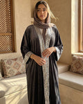 Imperial Metallic Velvet Kaftan Gray